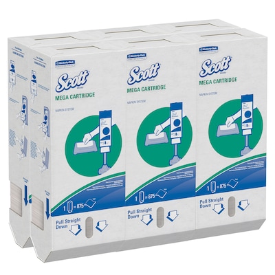 Scott Mega Cartridge Recycled Beverage Napkin, 1-ply, White, 875 Napkins/Pack, 6/Carton (98908)