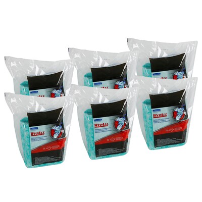 WypAll* Waterless Cleaning Wipes Refills, 9.5" x 12", 6 Packs of 75/Wipes (91367)