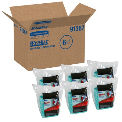 WypAll* Waterless Cleaning Wipes Refills, 9.5" x 12", 6 Packs of 75/Wipes (91367)