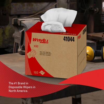 WypAll X80 HydroKnit Wipers, White, 160/Carton (41044)