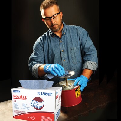 WypAll X90 Cleaning Cloths, 16.8" x 11.1", Blue and Denim, 0.33 lbs., 136 Cloths/Pack (12891)