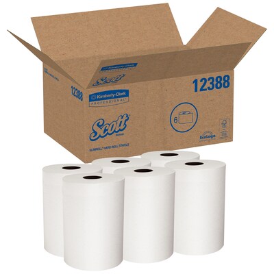 Scott Slimroll Recycled Hardwound Paper Towels, 1-ply, 580 ft./Roll, 6 Rolls/Carton (12388)