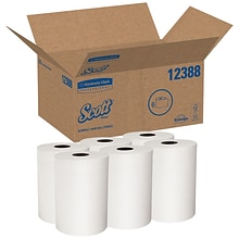 Scott SLIMROLL Recycled Hardwound Paper Towels, 1-ply, 580 ft./Roll, 6 Rolls/Carton (12388)