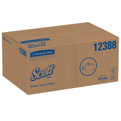 Scott SLIMROLL Recycled Hardwound Paper Towels, 1-ply, 580 ft./Roll, 6 Rolls/Carton (12388)