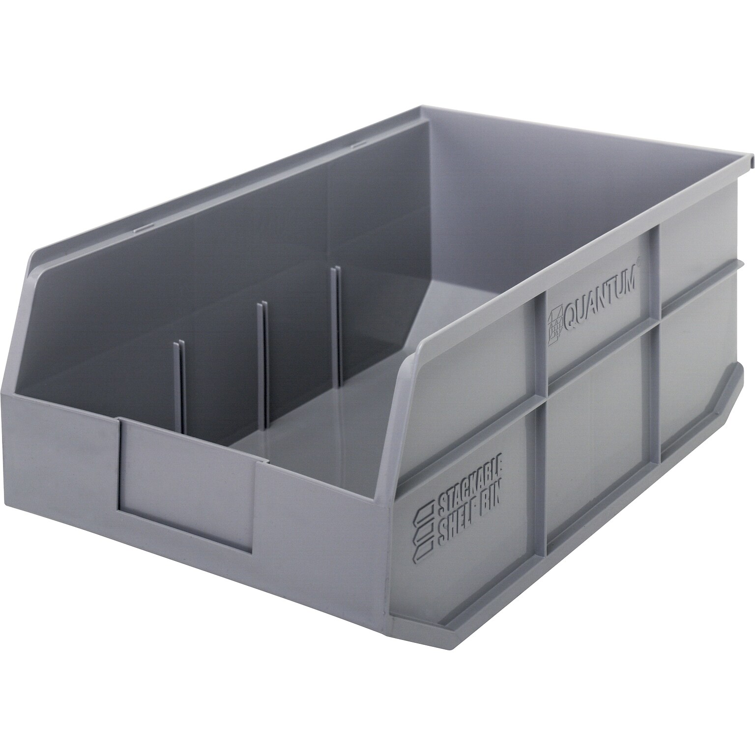 Quantum Storage Systems Open Lid Storage Bin, Gray, 6/Carton (SSB465GYCT)