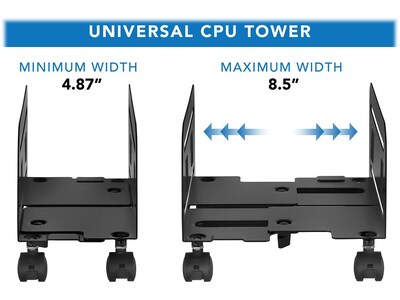 Mount-It! Metal CPU Stand with Four Casters, Black (MI-7153)