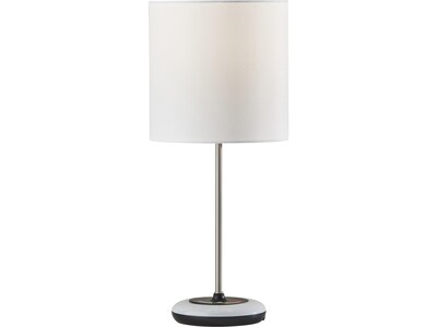 Simplee Adesso Mia Incandescent Table Lamp, White/Brushed Steel/Black (SL4905-01)