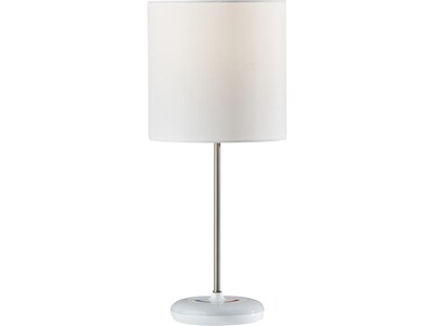 Simplee Adesso Mia Incandescent Table Lamp, White/Brushed Steel (SL4905-02)