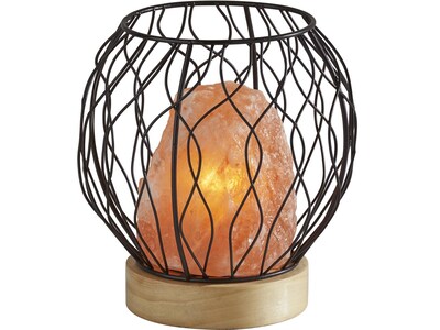 Simplee Adesso Hope Incandescent Table Lamp, Pink Himalayan Salt/Natural Wood/Black (SL1146-12)