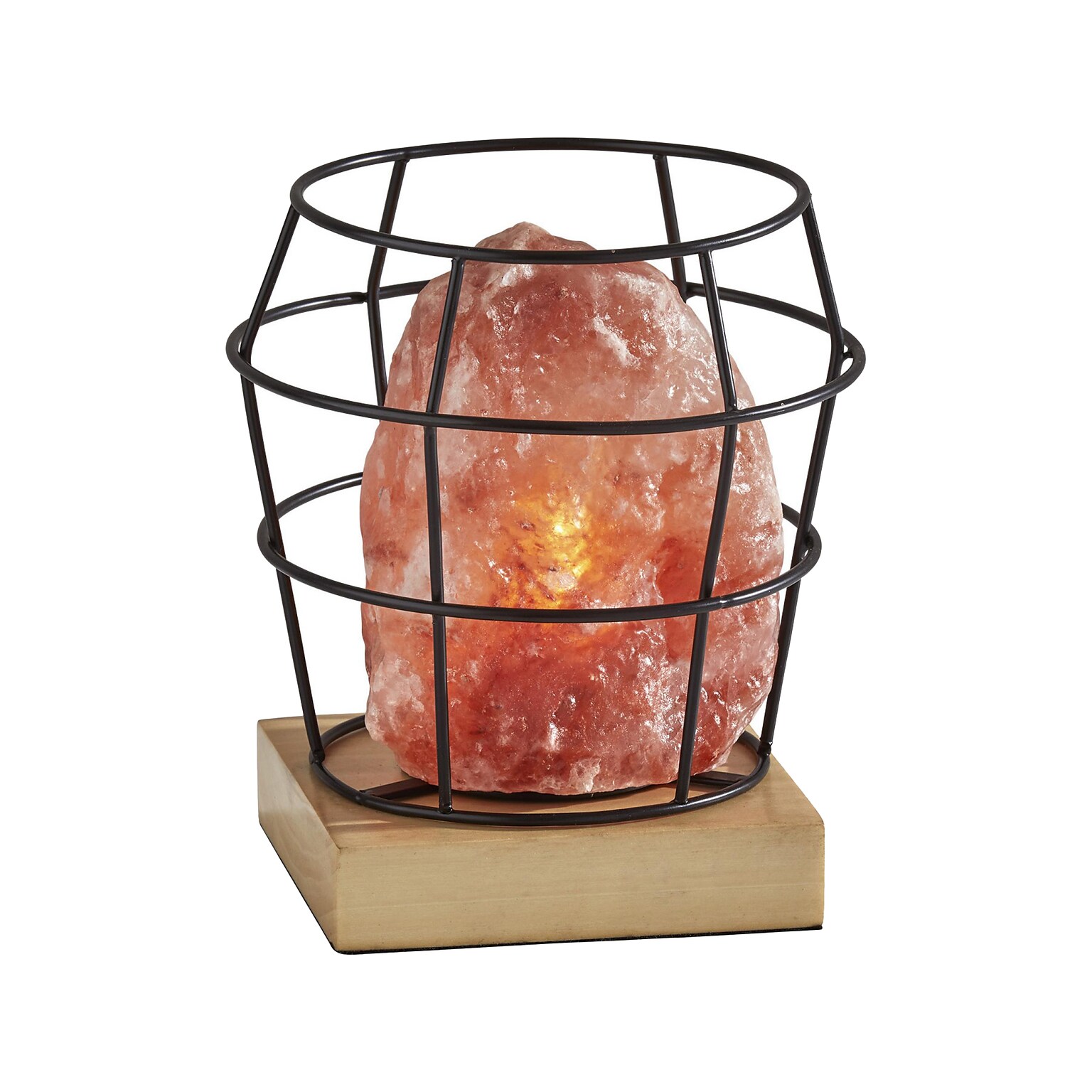 Simplee Adesso Faith Incandescent Table Lamp, Pink Himalayan Salt/Natural Wood/Black (SL1147-12)