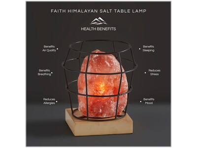 Simplee Adesso Faith Incandescent Table Lamp, Pink Himalayan Salt/Natural Wood/Black (SL1147-12)