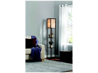 Adesso Script 62 Glossy Brown Shelf Floor Lamp with Rectangular Shade (SL1162-25)