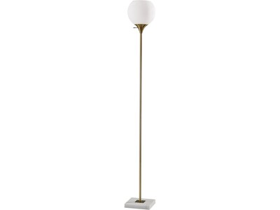Adesso Fiona 71 Antique Brass/White Marble Floor Lamp with Round Shade (5179-21)