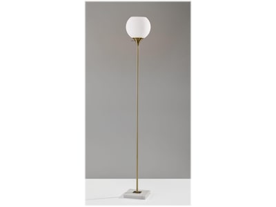 Adesso Fiona 71 Antique Brass/White Marble Floor Lamp with Round Shade (5179-21)