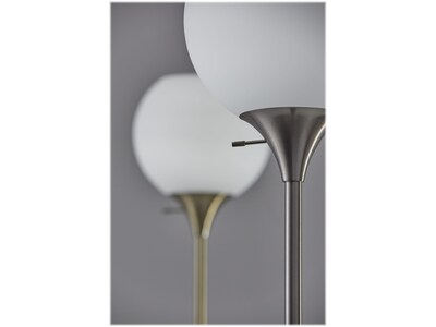 Adesso Fiona 71" Antique Brass/White Marble Floor Lamp with Round Shade (5179-21)