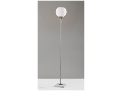 Adesso Fiona 71" Brushed Steel/White Marble Floor Lamp with Globe Shade (5179-22)