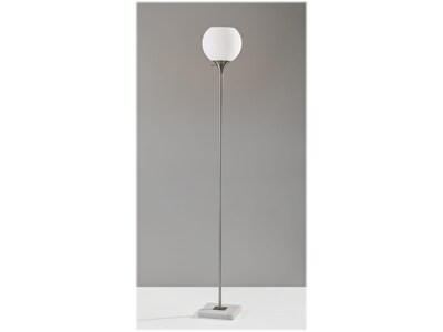 Adesso Fiona 71 Brushed Steel/White Marble Floor Lamp with Globe Shade (5179-22)