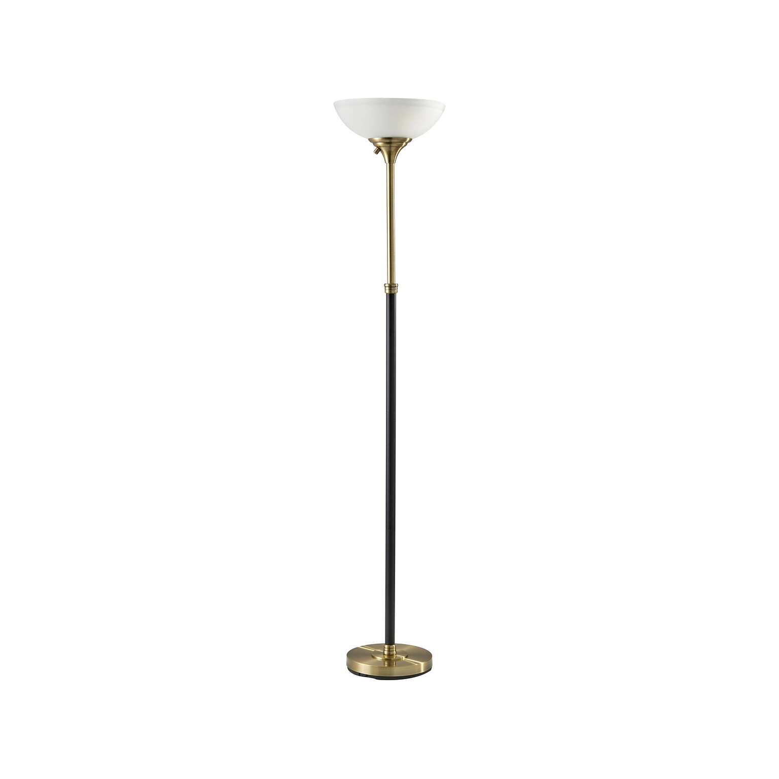 Adesso Bergen 71 Antique Brass/Black Floor Lamp with Dome Shade (4208-21)