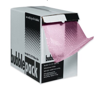 12X175-3/16-PINK-PERFED 12 ANTI-STAT BUBBLEWRAP DISP PACK