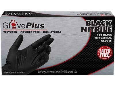 Gloveworks GPNB Nitrile Industrial Grade Gloves, Medium, Black, 100/Box, 10 Boxes/Carton (GPNB44100-