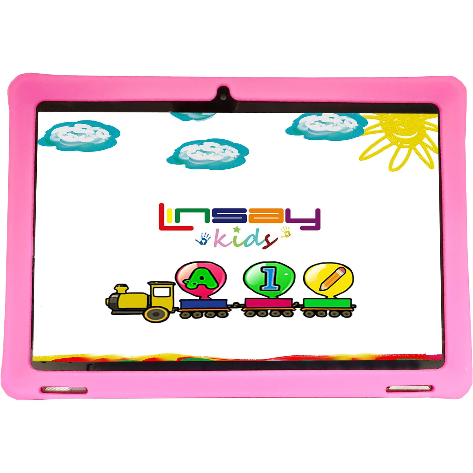 Linsay 10.1 Tablet with Case, WiFi, 2GB RAM, 64GB Storage, Android 13, Black/Pink (F10IPKIDSP)