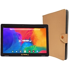 Linsay 10.1 Tablet with Case, WiFi, 2GB RAM, 64GB Storage, Android 13, Black/Light Brown (F10IPBCLB
