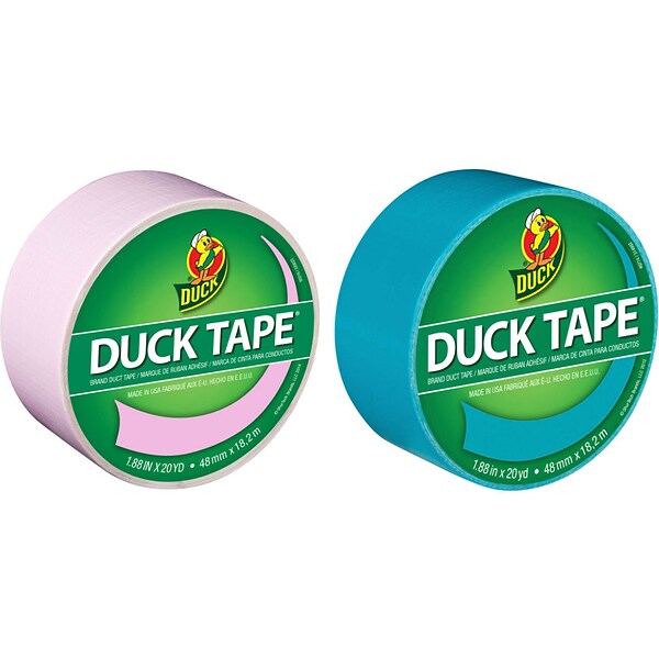 Duck Heavy Duty Duct Tapes, 1.88 x 20 Yds., Baby Pink/Aqua, 2 Rolls/Pack (DUCKPA-STP)