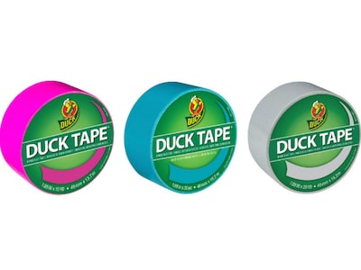 Duck Heavy Duty Duct Tapes, 1.88 x 20 Yds./1.88 x 15 Yds., Aqua/Dove Gray/Fluorescent Lilac, 3 Rolls/Pack (DUCKLAG-STP)