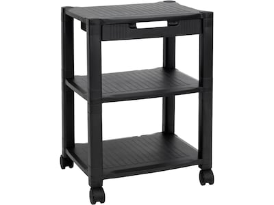 Mount-It! 3-Shelf Plastic/Poly Mobile Utility Cart with Lockable Wheels, Black (MI-7855A)