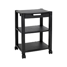 Mount-It! 3-Shelf Plastic/Poly Mobile Utility Cart with Lockable Wheels, Black (MI-7855A)