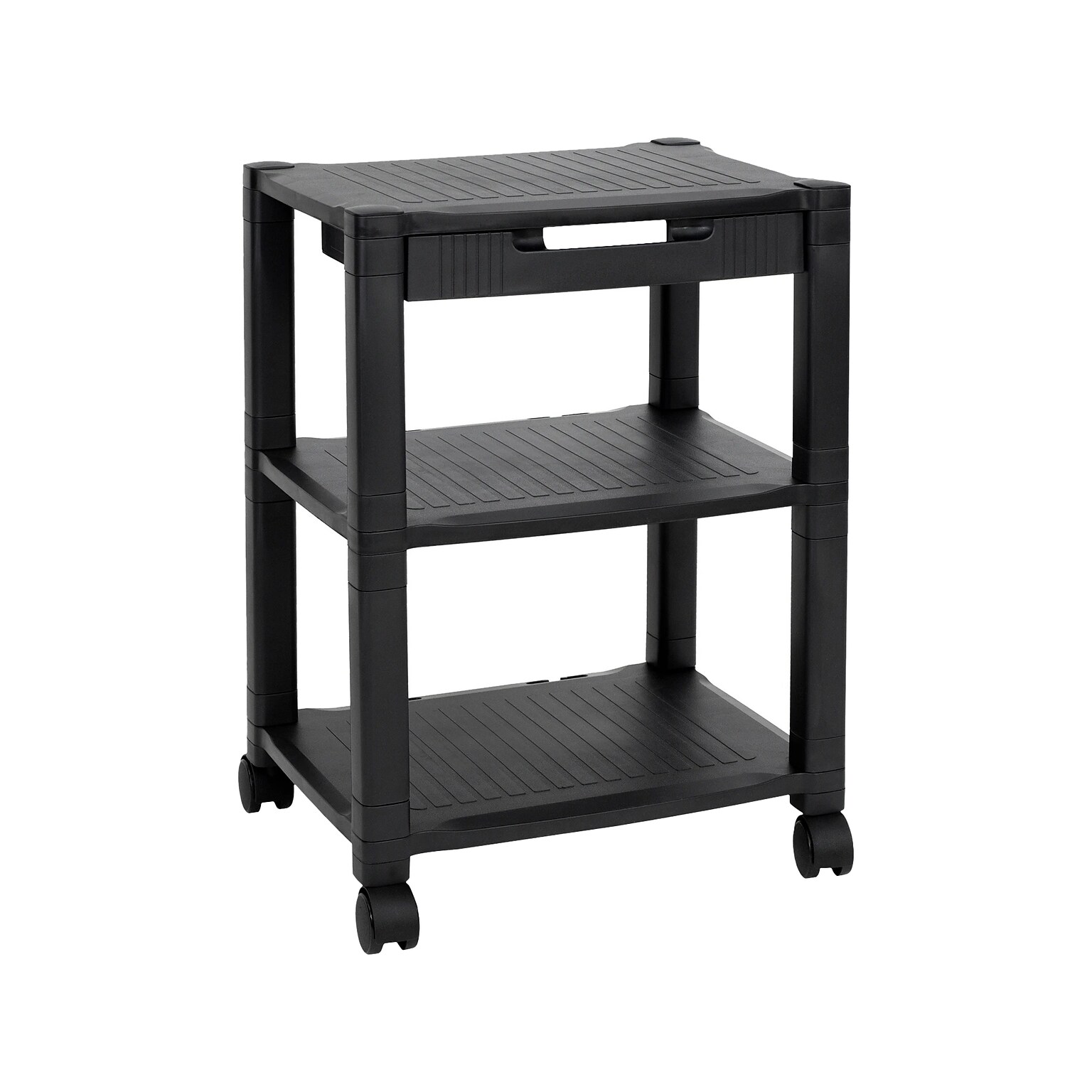 Mount-It! 3-Shelf Plastic/Poly Mobile Utility Cart with Lockable Wheels, Black (MI-7855A)