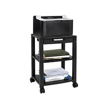 Mount-It! 3-Shelf Plastic/Poly Mobile Utility Cart with Lockable Wheels, Black (MI-7855A)