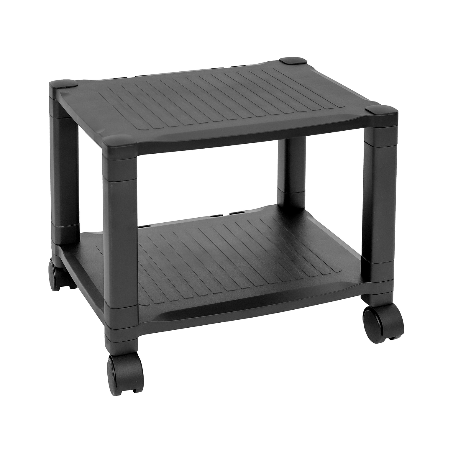 Mount-It! 2-Shelf Plastic/Poly Mobile Utility Cart with Lockable Wheels, Black (MI-7854A)