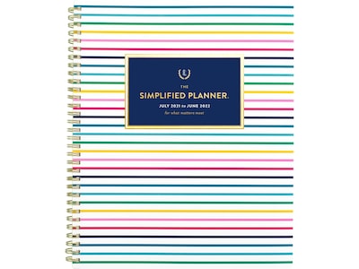 2021-2022 AT-A-GLANCE 8.5 x 11 Academic Planner, Simplified by Emily Ley, Thin Happy Stripe (EL60-905A-22)
