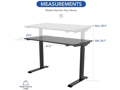 FlexiSpot 48W Electric Rectangular Adjustable Standing Desk, Black (EC9B)