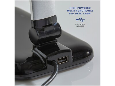Simplee Adesso Lennox LED Desk Lamp, 25, Matte Silver/Glossy Black (SL4903-01)