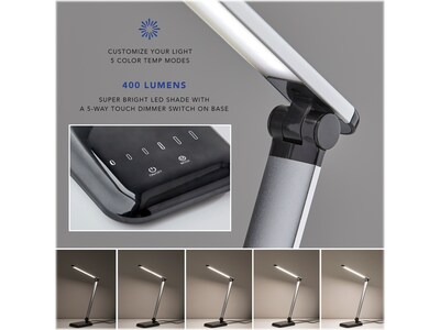 Simplee Adesso Lennox LED Desk Lamp, 25", Matte Silver/Glossy Black (SL4903-01)