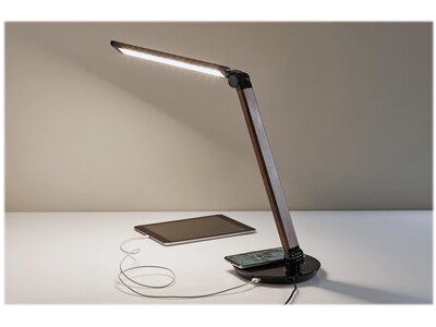 Simplee Adesso Rodney AdessoCharge LED Desk Lamp, 26.5", Walnut/Glossy Black (SL4900-15)
