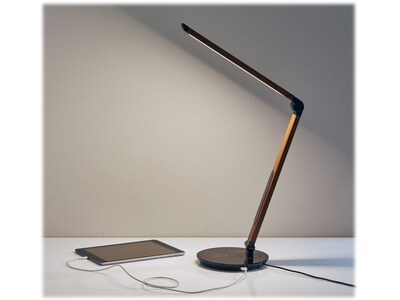 Simplee Adesso Rodney AdessoCharge LED Desk Lamp, 26.5", Walnut/Glossy Black (SL4900-15)