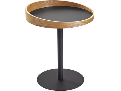 Adesso Crater 18Dia. End Table, Matte Black/Natural Oak (WK2310-12)