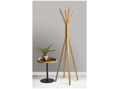 Adesso Crater 18"Dia. End Table, Matte Black/Natural Oak (WK2310-12)