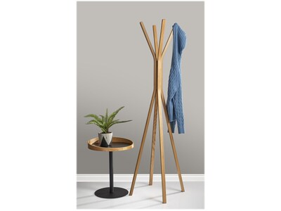 Adesso Crater 18"Dia. End Table, Matte Black/Natural Oak (WK2310-12)