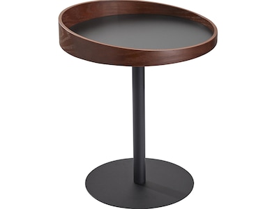 Adesso Crater 18Dia. End Table, Matte Black/Walnut Oak (WK2310-15)