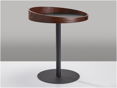 Adesso Crater 18"Dia. End Table, Matte Black/Walnut Oak (WK2310-15)