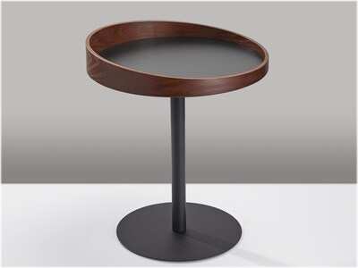 Adesso Crater 18"Dia. End Table, Matte Black/Walnut Oak (WK2310-15)