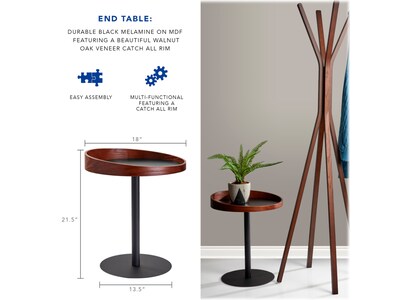 Adesso Crater 18"Dia. End Table, Matte Black/Walnut Oak (WK2310-15)