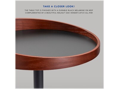 Adesso Crater 18"Dia. End Table, Matte Black/Walnut Oak (WK2310-15)