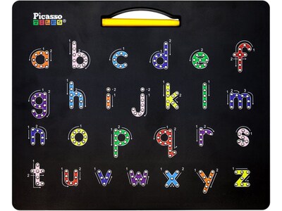 PicassoTiles Picasso TOYS 2-in-1 Alphabet Combo Magnetic Drawing Board, Black (PCPTB03-BLK)