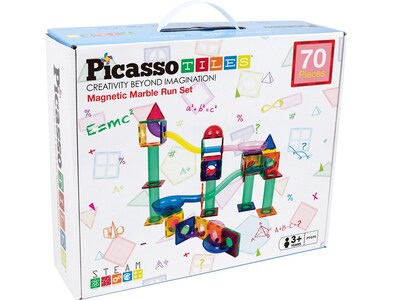 PicassoTiles Magnetic Marble Run Set, Assorted Colors (PCPTG70)