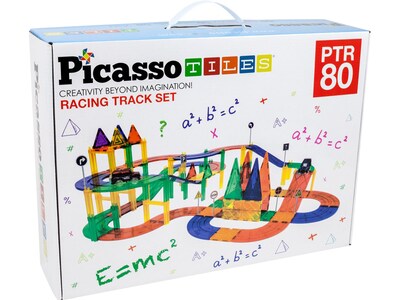 PicassoTiles Racing Track Set, Assorted Colors (PCPTR80)